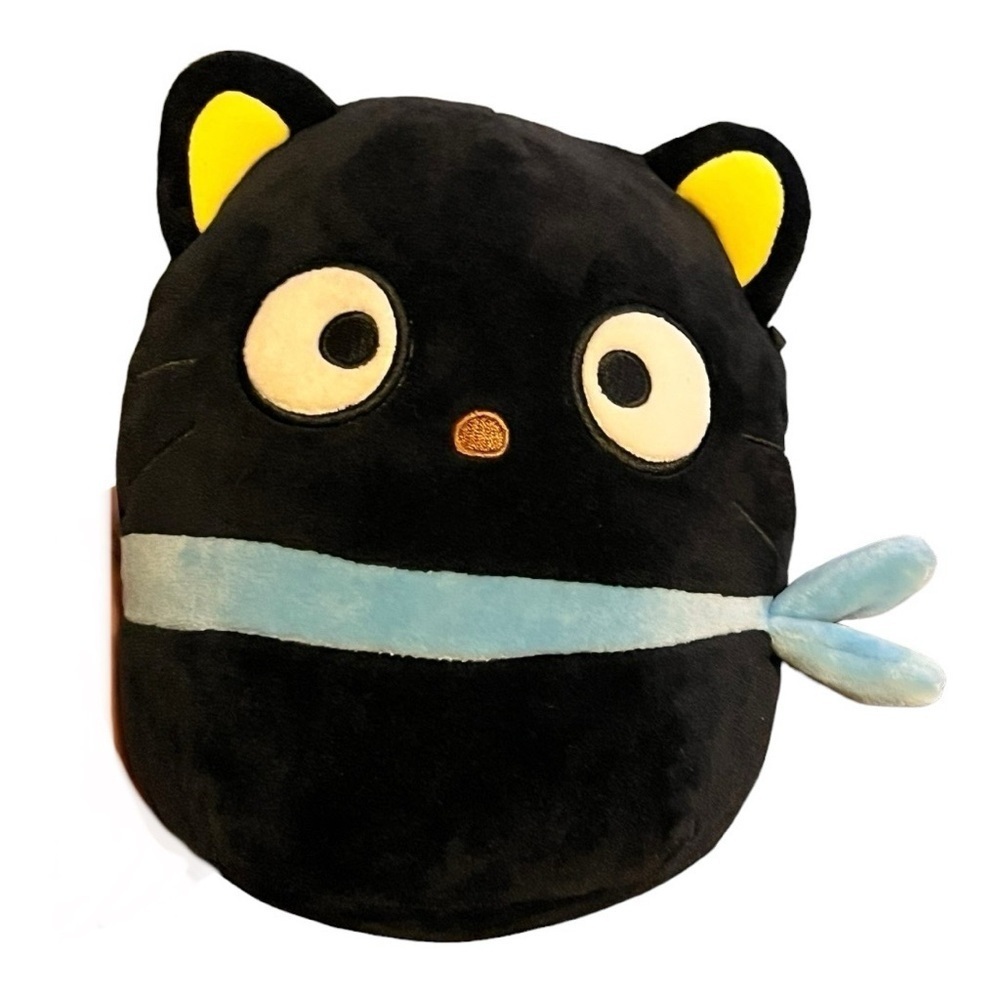 Chococat Sanrio 8” black cat blue ribbon Squishmallow Hello Kitty plush